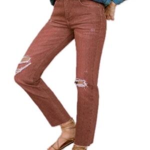 Anthropologie Pilcro Women's Vintage Straight Leg Jeans Brick Red NWOT size 26